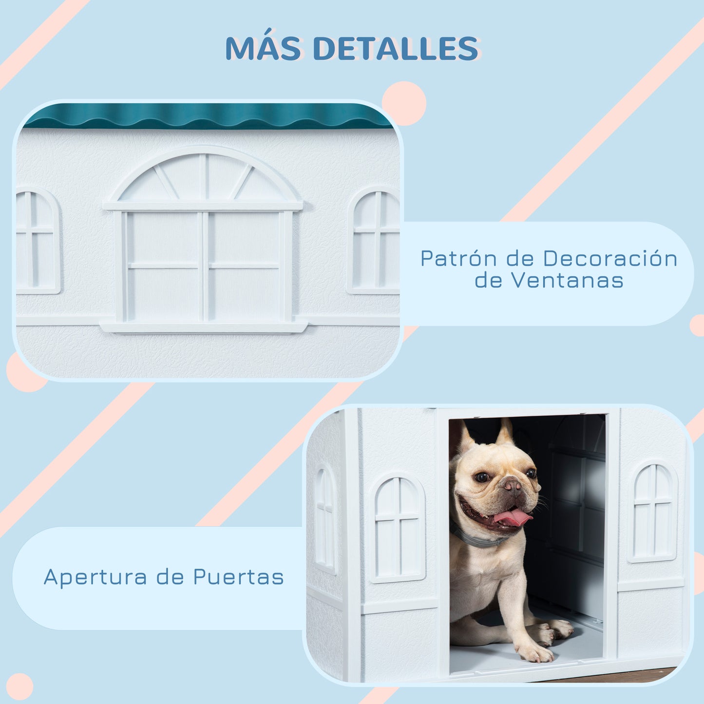 Pawhut Caseta Para Perros Para Exterior 65x75,7x63 Cm Azul Verdoso Y Blanco_5
