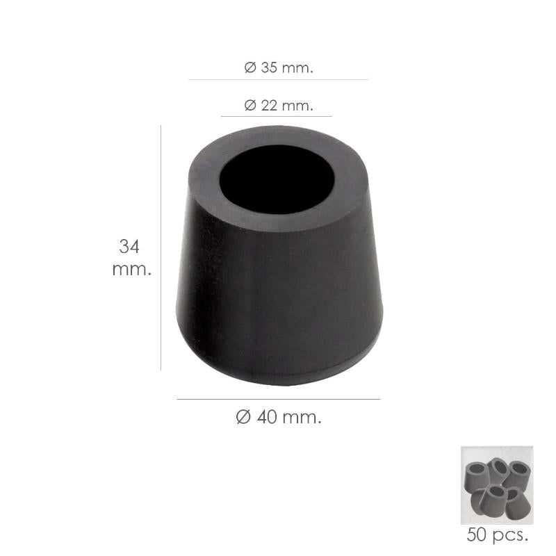 Taco Goma Andador Negro Ø 22mm Con Arandela Interior Bolsa 50 Unidades_0