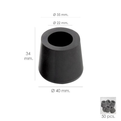 Taco Goma Andador Negro Ø 22mm Con Arandela Interior Bolsa 50 Unidades_0
