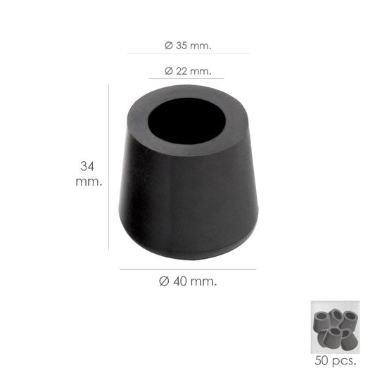 Taco Goma Andador Negro Ø 22mm Con Arandela Interior Bolsa 50 Unidades_0