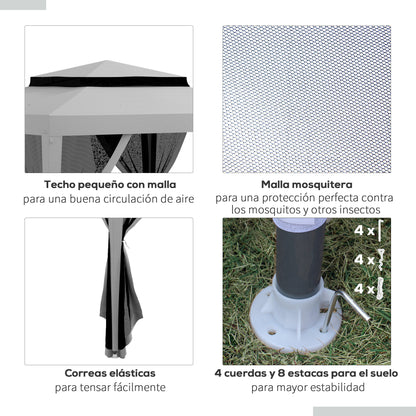 Outsunny Carpa De Jardín 3x3 M Con 4 Mosquiteras Laterales Techo Doble Gris_5