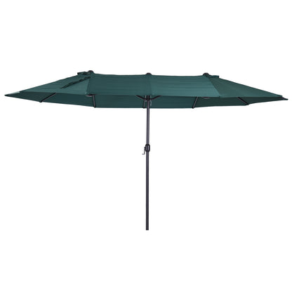 Outsunny Sombrilla Doble Extragrande Para Terraza Patio Protección Solar Verde_0