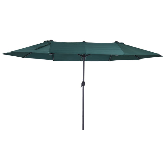 Outsunny Sombrilla Doble Extragrande Para Terraza Patio Protección Solar Verde_0