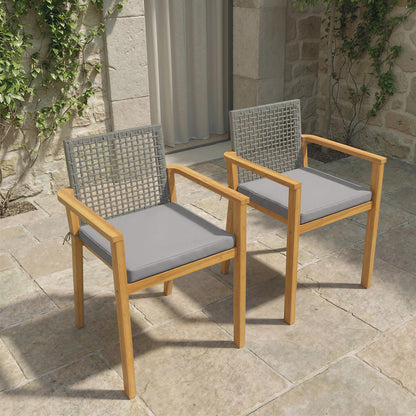 Outsunny Juego De 2 Sillas De Jardín Exterior De Madera Con Cojines Desmontables_1