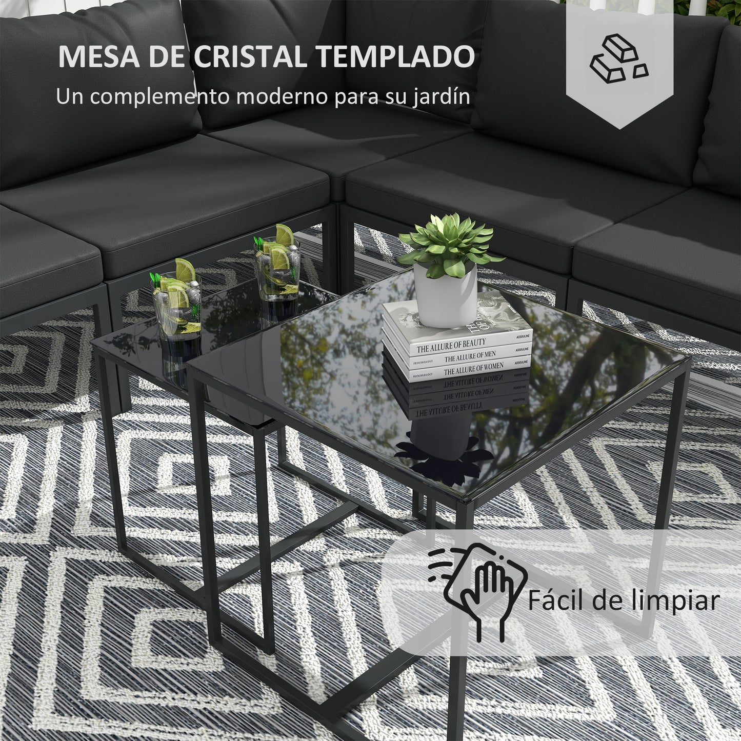 Outsunny Conjunto De Muebles De Jardín 7 Piezas Con Cojines Gris_5