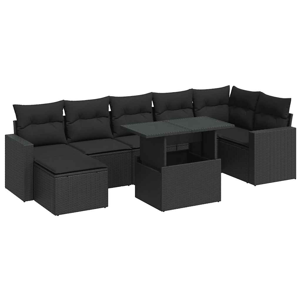 Set De Sofás De Jardín Y Cojines 8 Piezas Ratán Sintético Negro / Vetonek_1