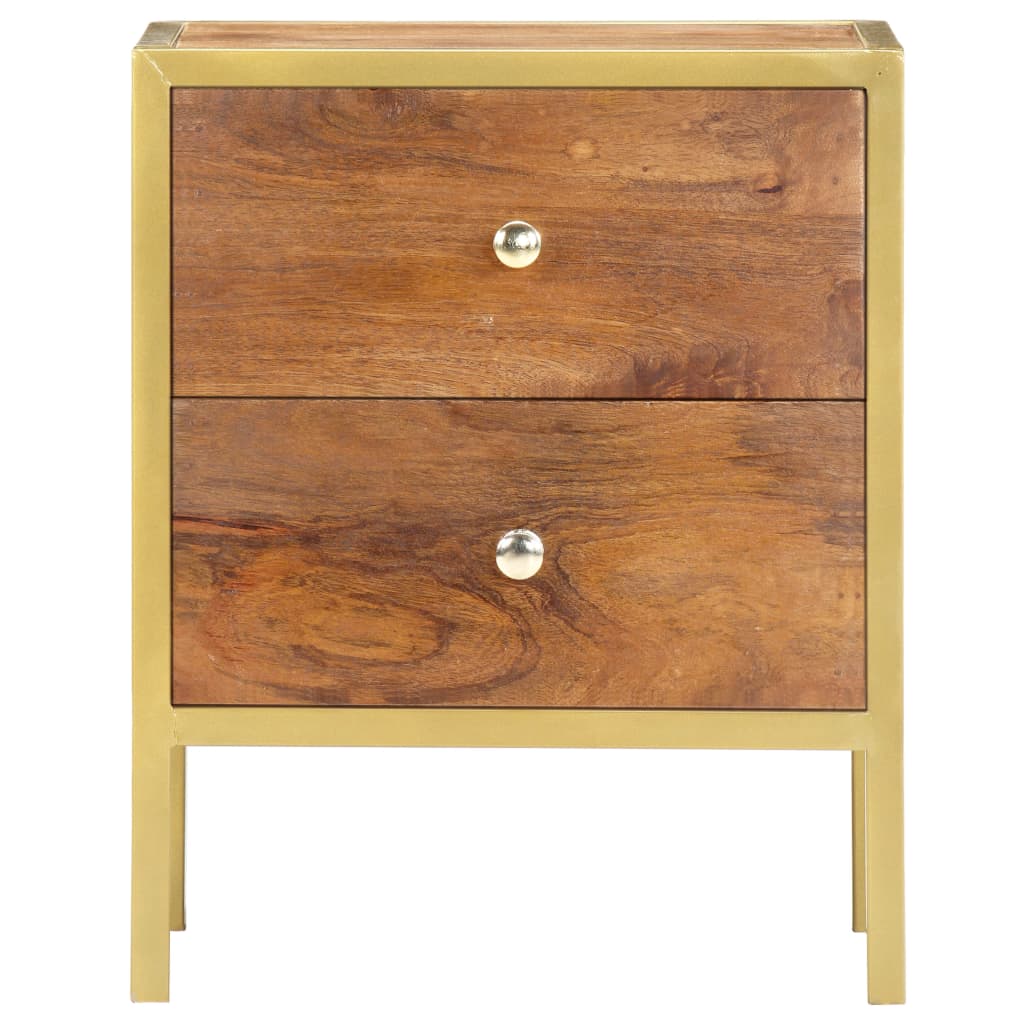 Mesita De Noche De Madera Maciza De Mango 40x35x50 Cm_1