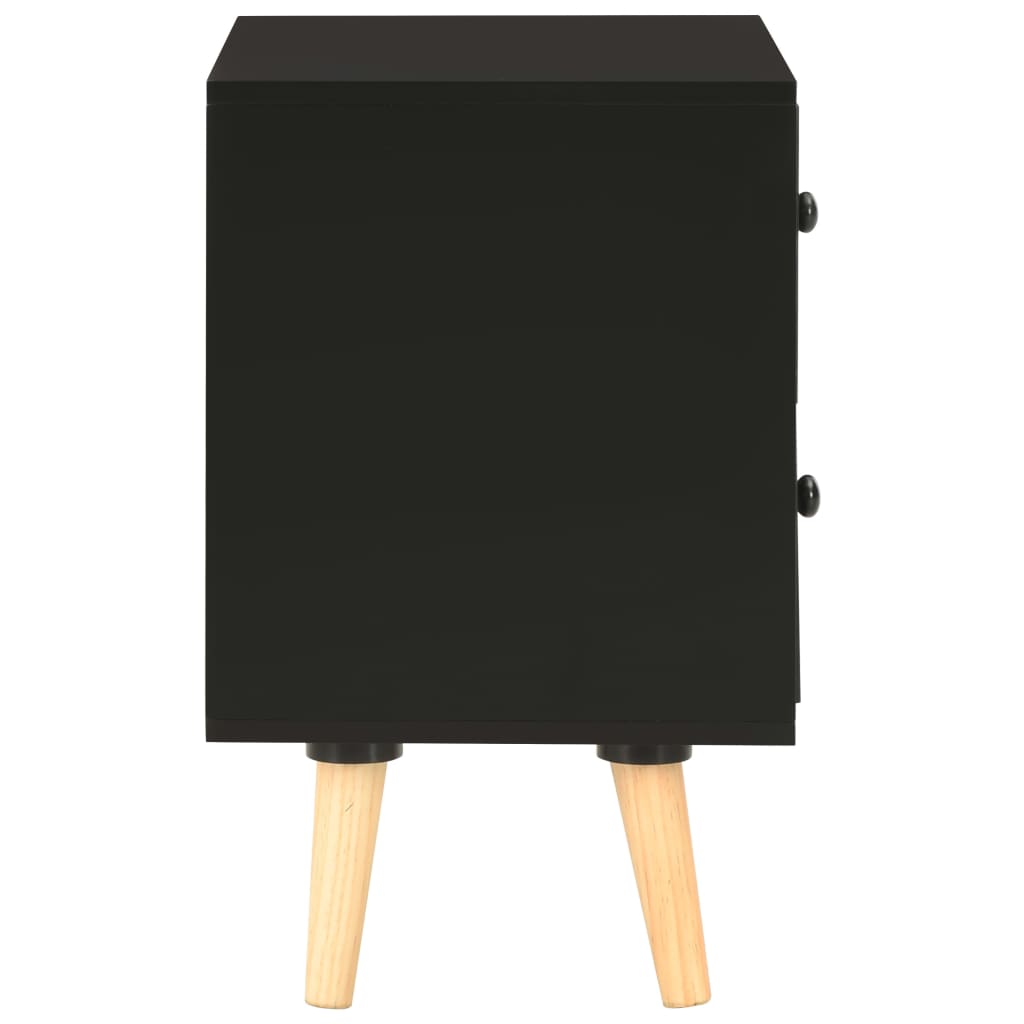 Mesitas De Noche 2 Unidades Madera Maciza Pino Negro 40x30x50cm_3