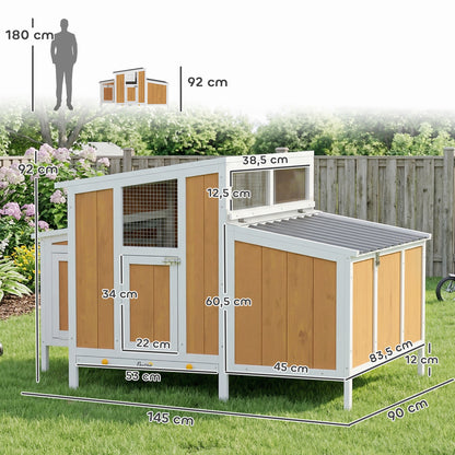 Pawhut Gallinero Para Exterior De Madera 145x90x92 Cm Para 2-4 Gallinas Amarillo_2