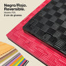 Jowy Tatami Puzzle 2cm 100x100cm, Pack 4 Unidades – Superficie 5 Líneas Negro/rojo