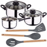 Pack Batería De Cocina 5 Piezas + Set De 3pc Utensilios De Cocina De Silicona Y Madera