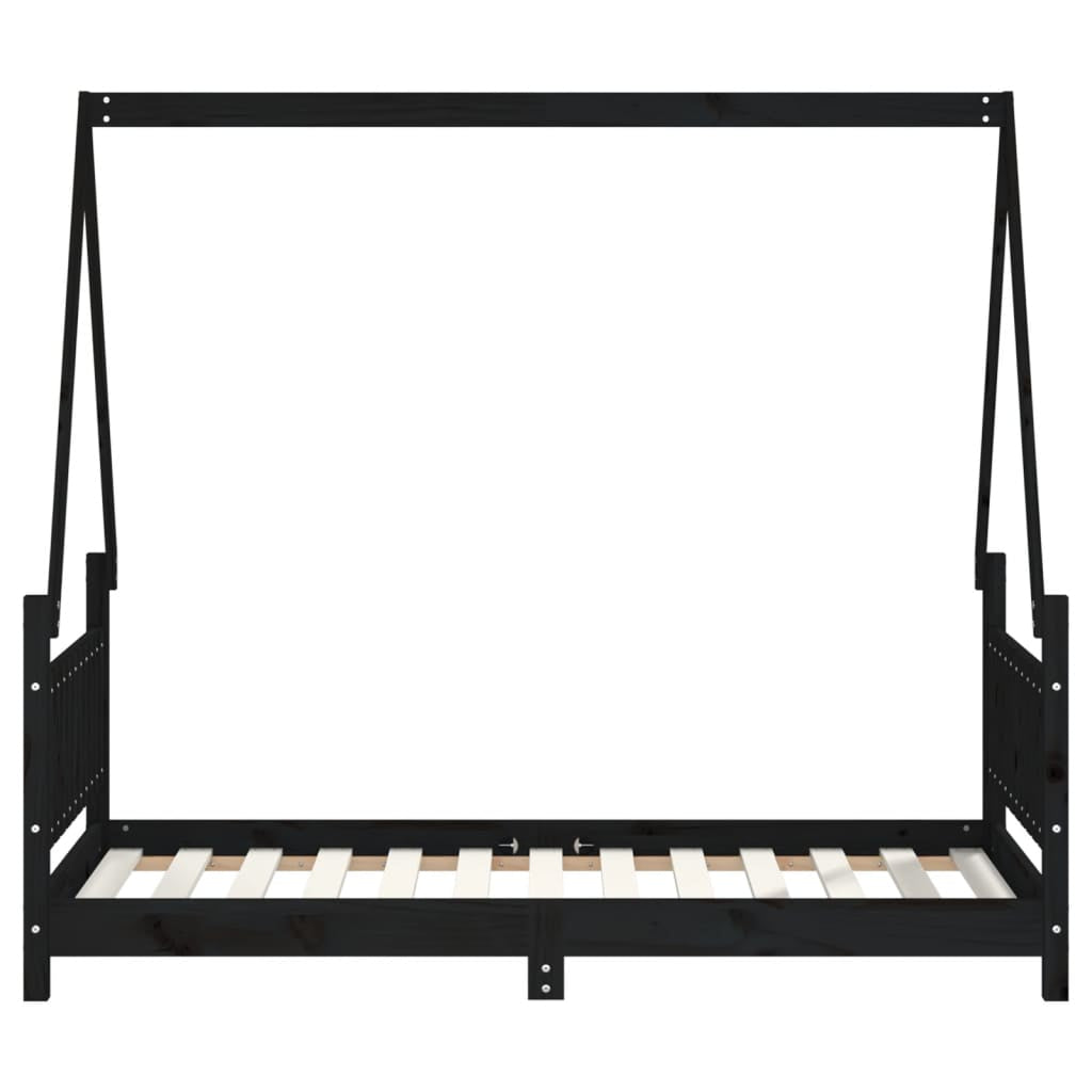 Vidaxl Estructura De Cama Para Niños Madera De Pino Negro 80x160 Cm_3