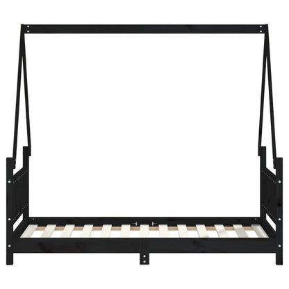 Vidaxl Estructura De Cama Para Niños Madera De Pino Negro 80x160 Cm_3