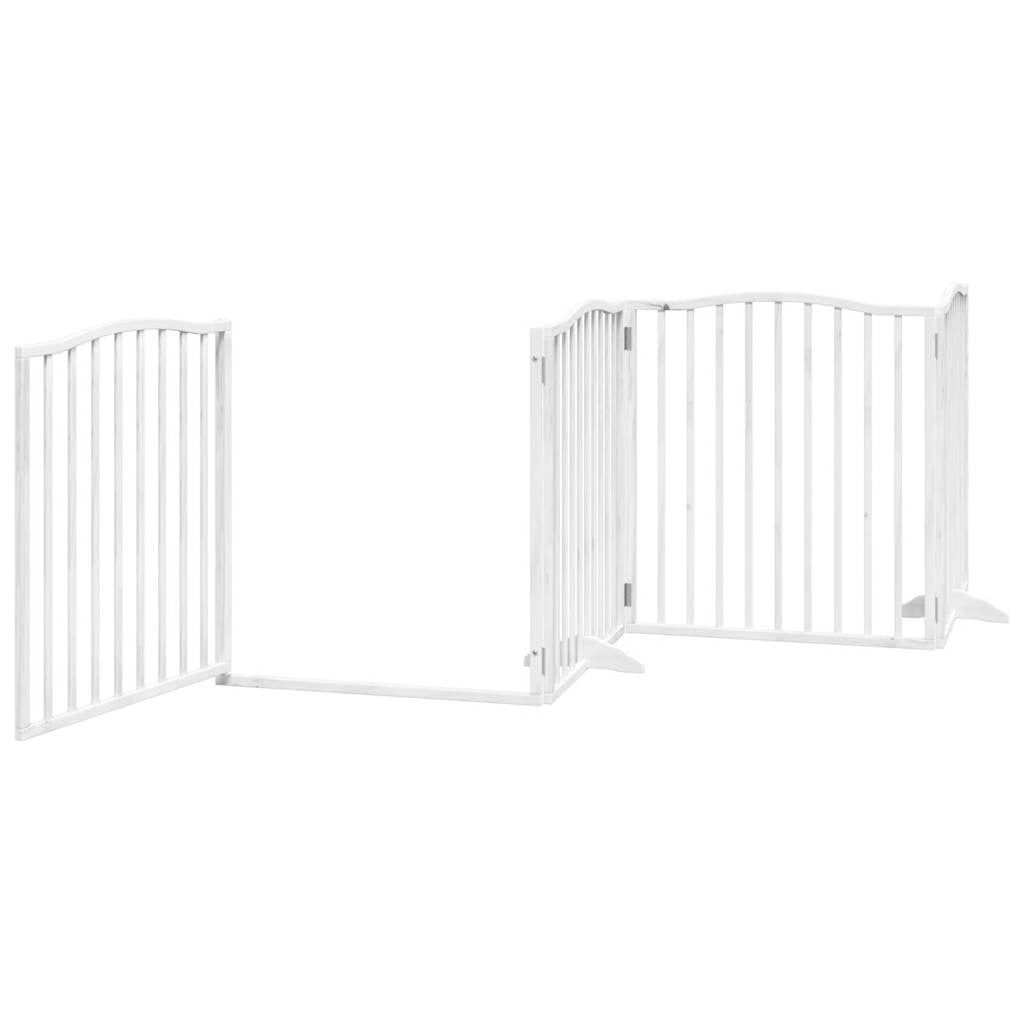 Vidaxl Puerta Para Perros Plegable 4 Paneles Madera Álamo Blanca 320cm_3