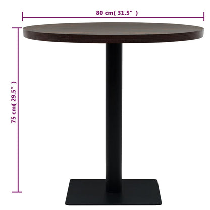 Mesa De Bar Bistró Mdf Y Acero Redonda Fresno Oscuro 80x75 Cm_4