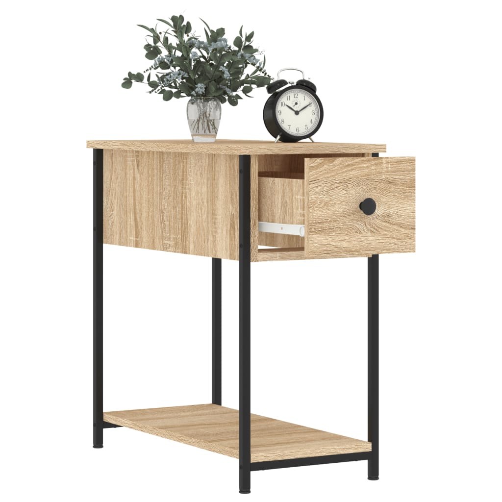 Mesita De Noche Madera De Ingeniería Roble Sonoma 30x60x60 Cm_2
