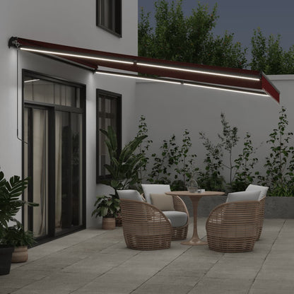 Toldo Retráctil Manual Con Leds Color Burdeos 400x350 Cm_2
