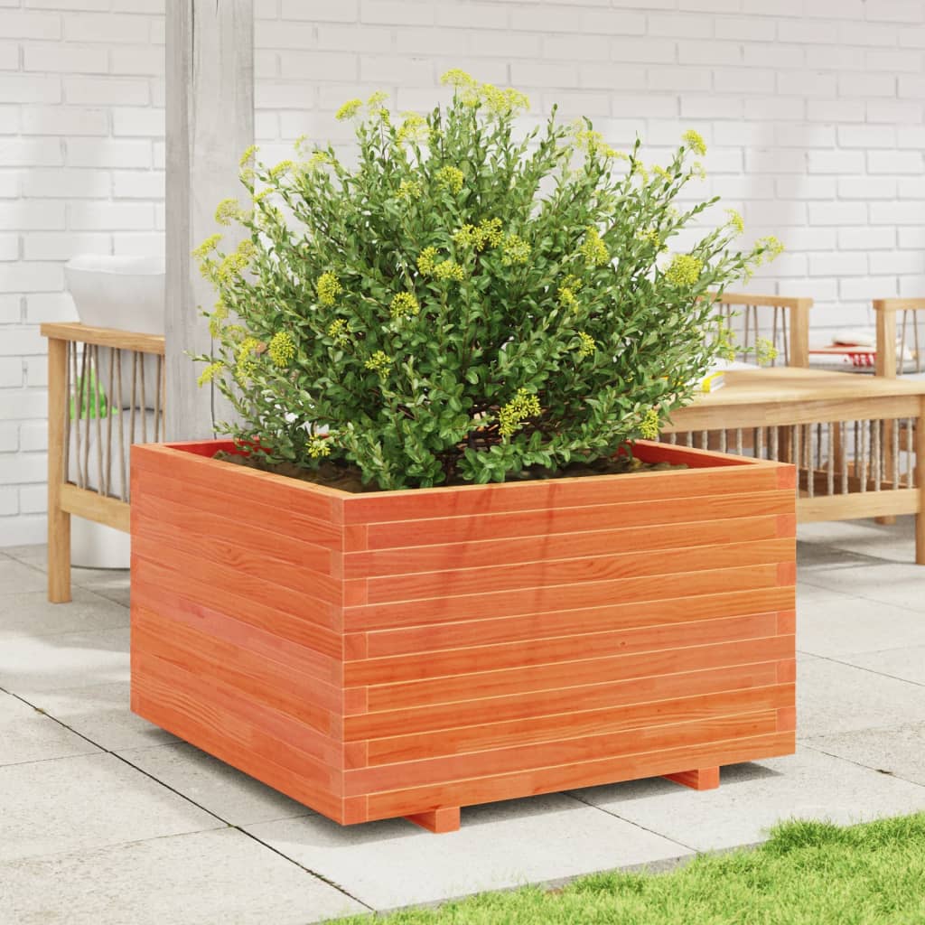 Jardinera Madera Maciza De Pino Marrón Cera 80x80x49,5 Cm_2