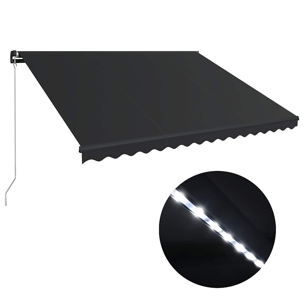 Toldo Retráctil Manual Con Led Gris Antracita 450x300 Cm_0