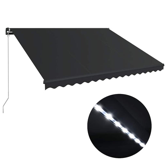 Toldo Retráctil Manual Con Led Gris Antracita 450x300 Cm_0