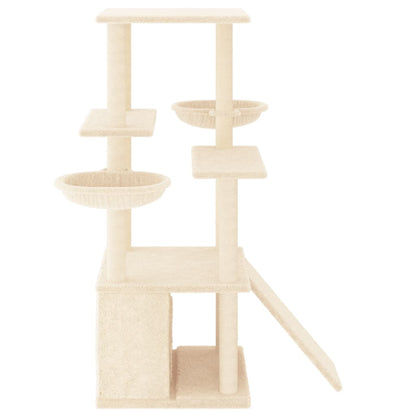 Rascador Para Gatos Con Postes De Sisal Color Crema 133 Cm_3