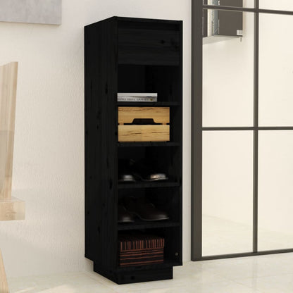 Mueble Zapatero De Madera Maciza De Pino Negro 30x34x105 Cm / Vetonek_5