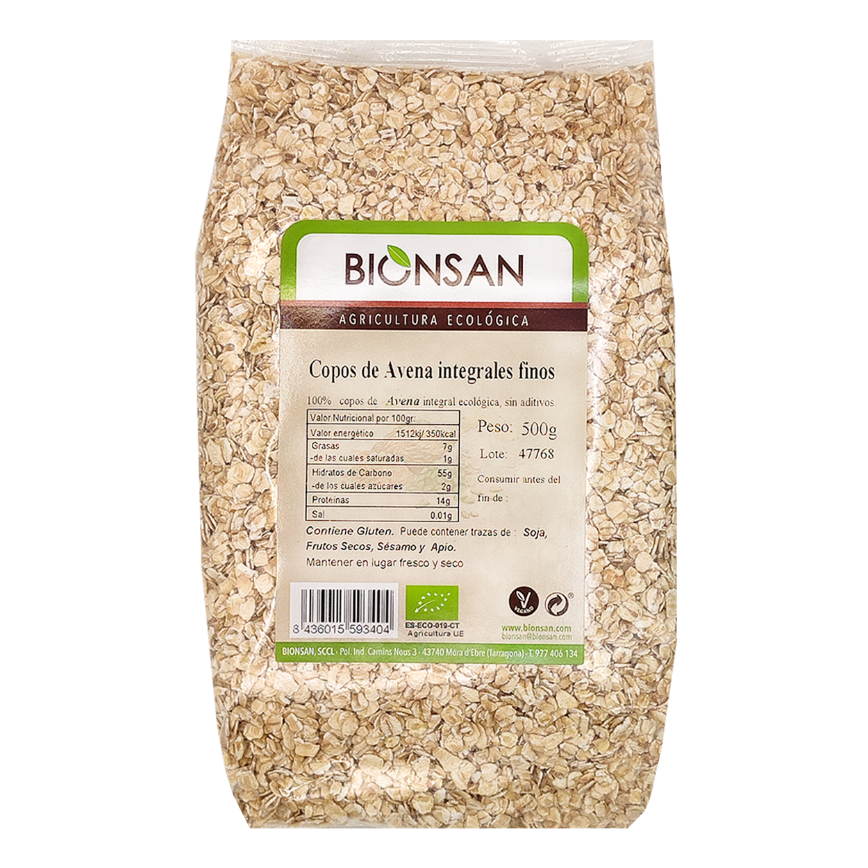 Copos De Avena Finos Ecológicos De Proximidad 500gr_0