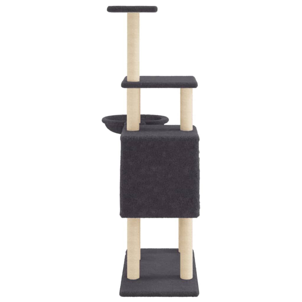 Vidaxl Rascador Para Gatos Con Postes De Sisal Gris Oscuro 131 Cm_4