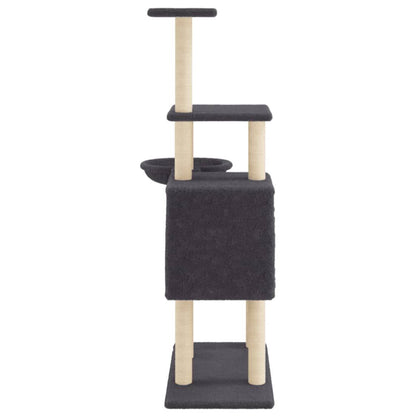 Vidaxl Rascador Para Gatos Con Postes De Sisal Gris Oscuro 131 Cm_4