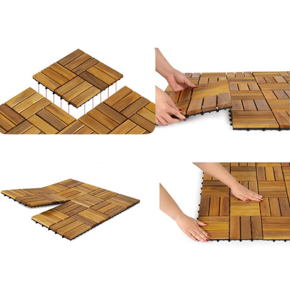 Well Home 9 Baldosas De 30x30x0,1cm En Madera De Acacia De Aspecto De Teca