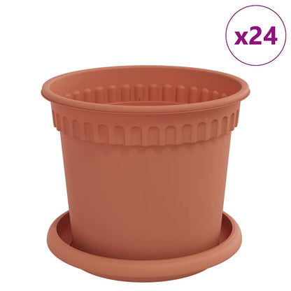 Macetas 24 Pcs Rojo Ladrillo Ø 15 X 12 Cm Plástico_0