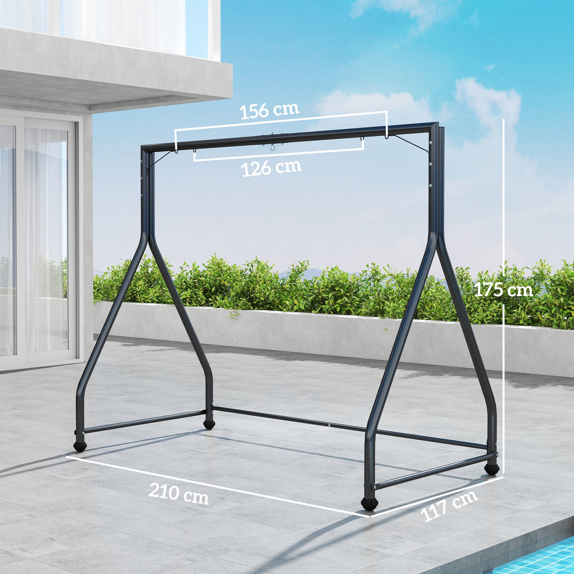 Outsunny Soporte Para Columpio De Acero Carga 360 Kg 210x117x175 Cm Negro_2