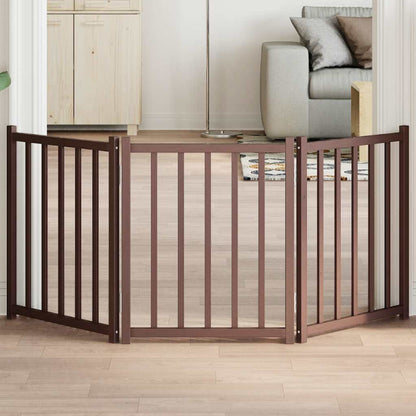 Vidaxl Puerta De Perros Plegable 3 Paneles Madera Abeto Marrón 150 Cm_1