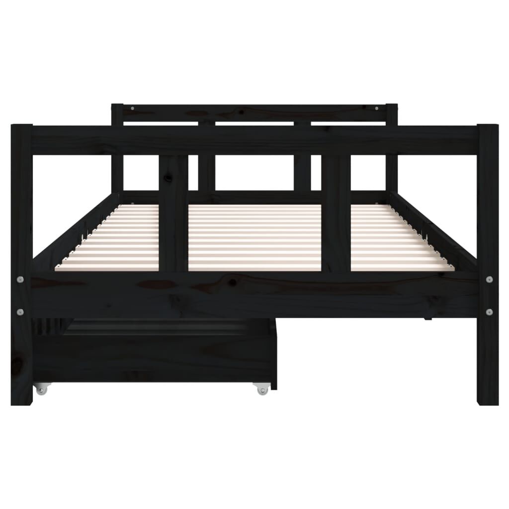 Vidaxl Estructura De Cama Niños Con Cajones Madera Pino Negro 90x200cm_4