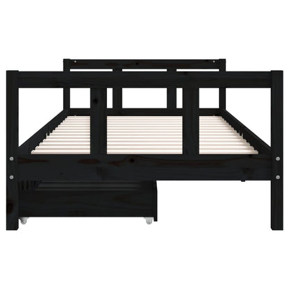 Vidaxl Estructura De Cama Niños Con Cajones Madera Pino Negro 90x200cm_4