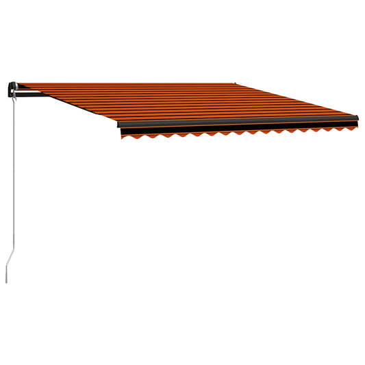 Toldo Manual Retráctil Con Led Naranja Y Marrón 450x300 Cm_0