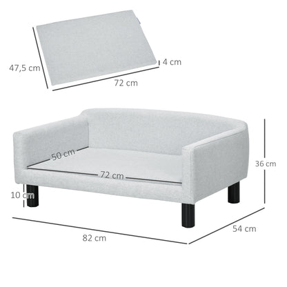 Pawhut Sofá Para Perros Medianos Con Patas De Madera 82x54x36 Cm Gris_2