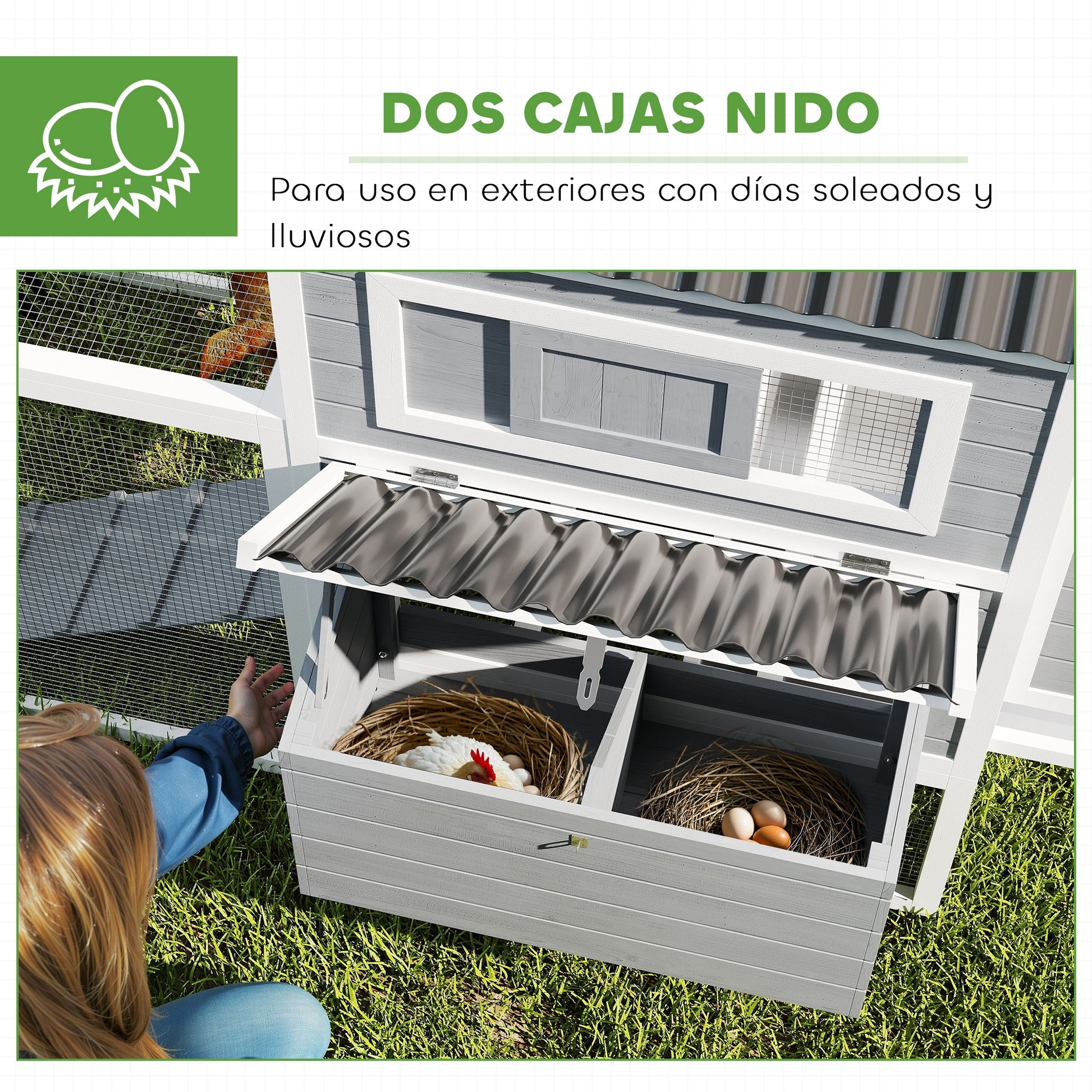 Pawhut Gallinero Para Exterior Con Columpio Perchas 315,5x150,5x140,5 Cm Gris_5