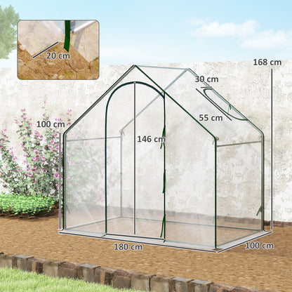 Outsunny Invernadero Pequeño Con Puerta Con Cremallera 180x100x168 Cm Verde_2