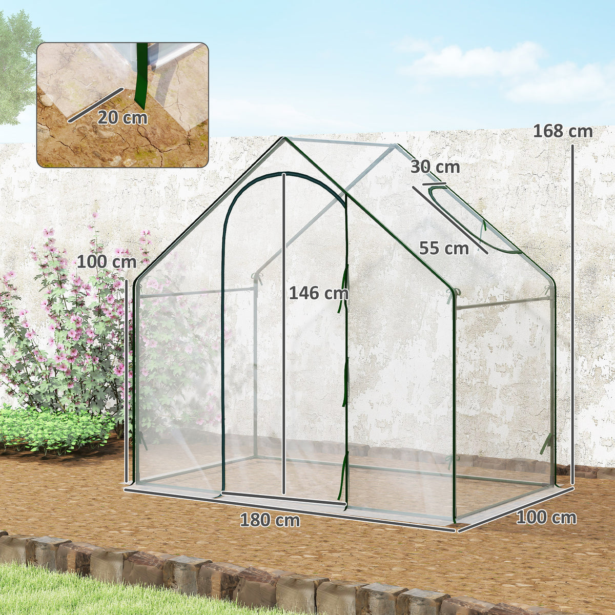 Outsunny Invernadero Pequeño Con Puerta Con Cremallera 180x100x168 Cm Verde_2