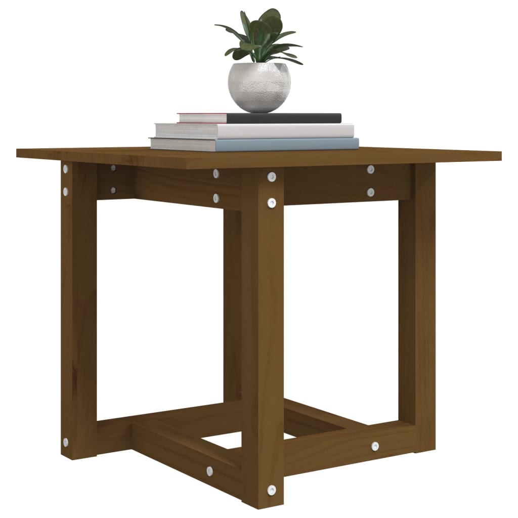 Mesa De Centro Madera Maciza De Pino Marrón Miel 50x50x45 Cm_3