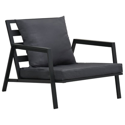 Vidaxl Muebles De Jardín 5 Pzas Y Cojines De Aluminio Gris Oscuro_5