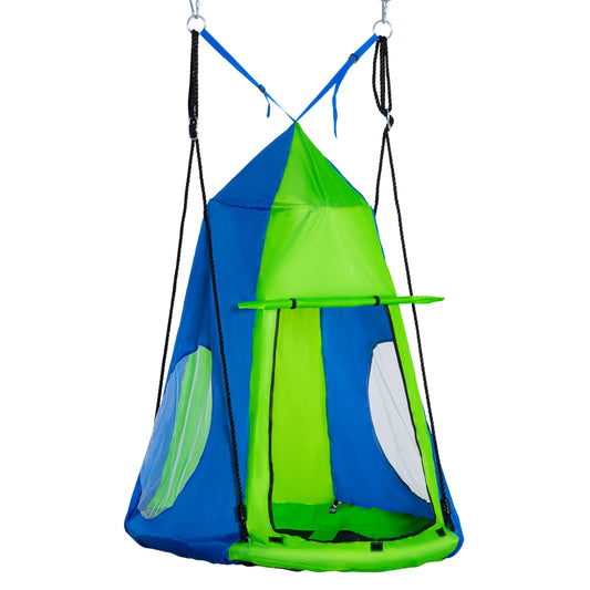 Outsunny Columpio Con Tienda Columpio Nido Con Puerta Enrollable Y 2 Ventanas_0