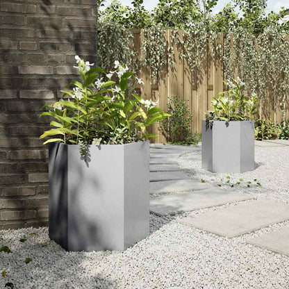 Jardineras Hexagonales 2 Uds Acero Inoxidable 46x40x45 Cm_3