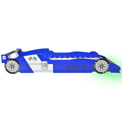 Cama Infantil Con Forma De Coche Carreras Y Led 90x200 Cm Azul / Vetonek_1