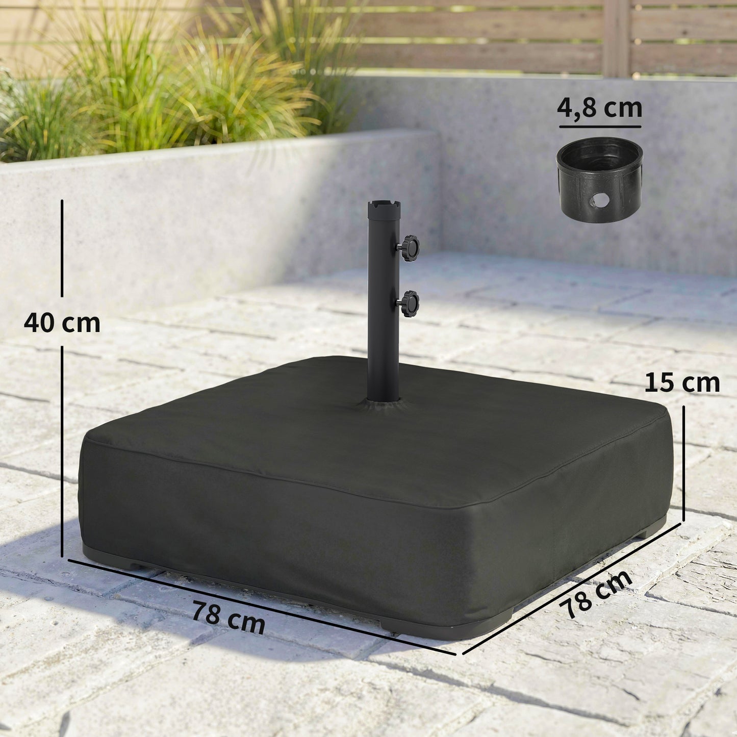 Outsunny Base Para Sombrilla Con Funda Rellenable Arena 80 Kg Arena Húmeda 90 Kg_2