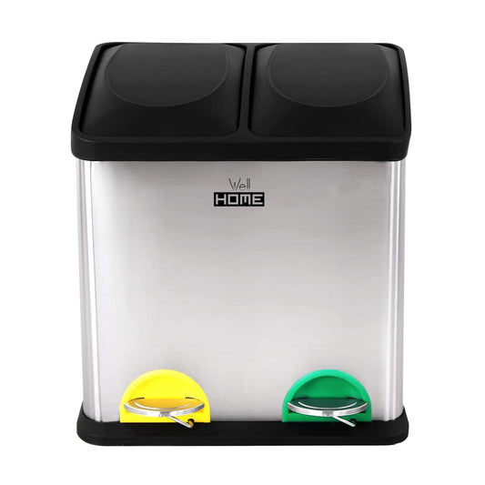 Cubo De Reciclaje Ecológico 30 Litros De 2 Compartimentos, Gran Capacidad, Para Papel, Vidrio Y Plástico