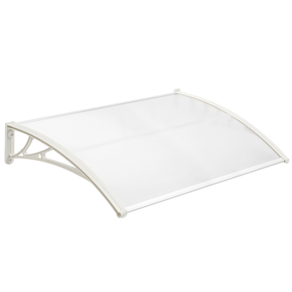 Tejadillo De Protección 120x60 Cm Transparente. Marquesina Para Puertas Y Ventanas Con Soporte Blanco_0