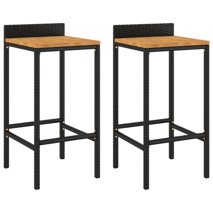 Taburetes Altos 2 Uds Madera De Acacia Y Ratán Sintético Negro_0