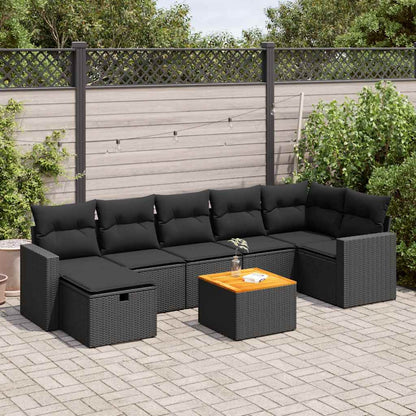 Set De Sofás De Jardín Y Cojines 8 Piezas Ratán Sintético Negro / Vetonek_3